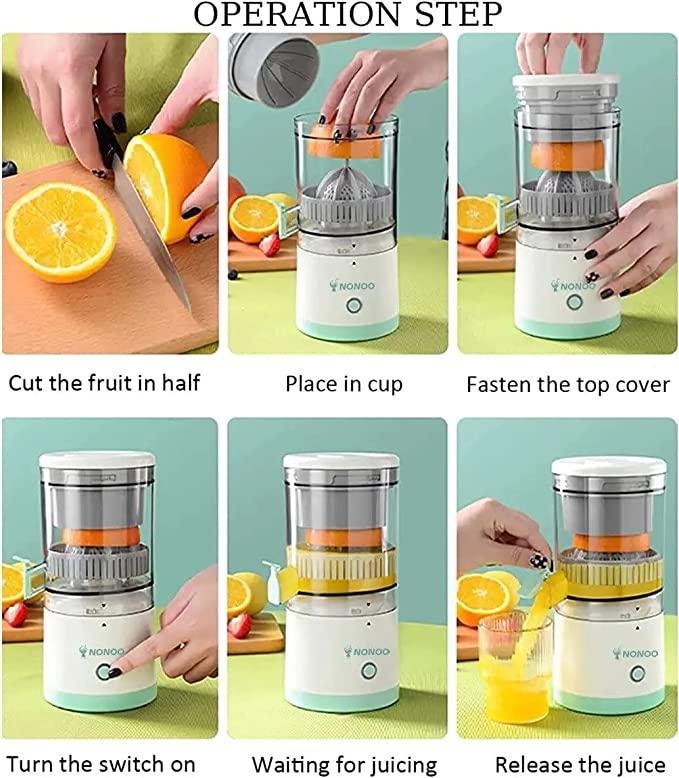 Electric Citrus Juicer | Portable and Rechargable | One Step Operation | Fresh Juice In Seconds