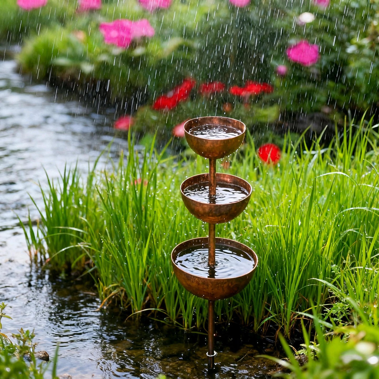 🌧️ Rainwater collector – plant support🐦 Metal garden ornament